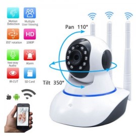 Wifi İp Güvenlik Kamerası 3 Antenli 2Mp HD Gece Görüşlü Hareket Takipli Alarmlı Kamera