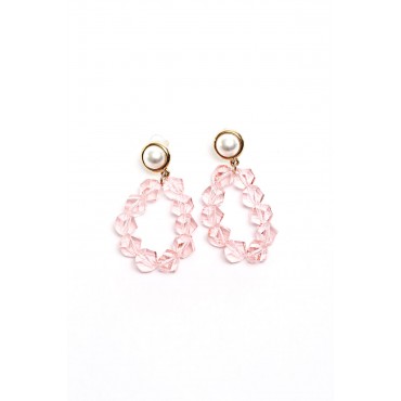 PEMBE KRİSTALLİ KÜPE
