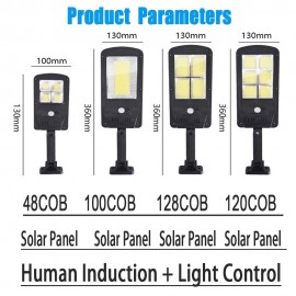 Güneş Enerjili Sokak Lambası Solar Bahçe Aydınlatma Uzaktan Kumandalı 3 Modlu 128 Cob Led